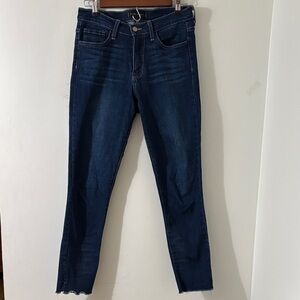 Flying Monkey Cropped Straight Ankle Raw Hem High Rise Dark Wash Jeans Size 28